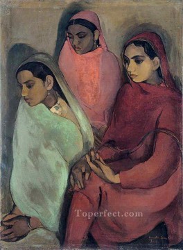 アムリタ・シェル・ギル作「三人の少女」 1935年 インド Oil Paintings
